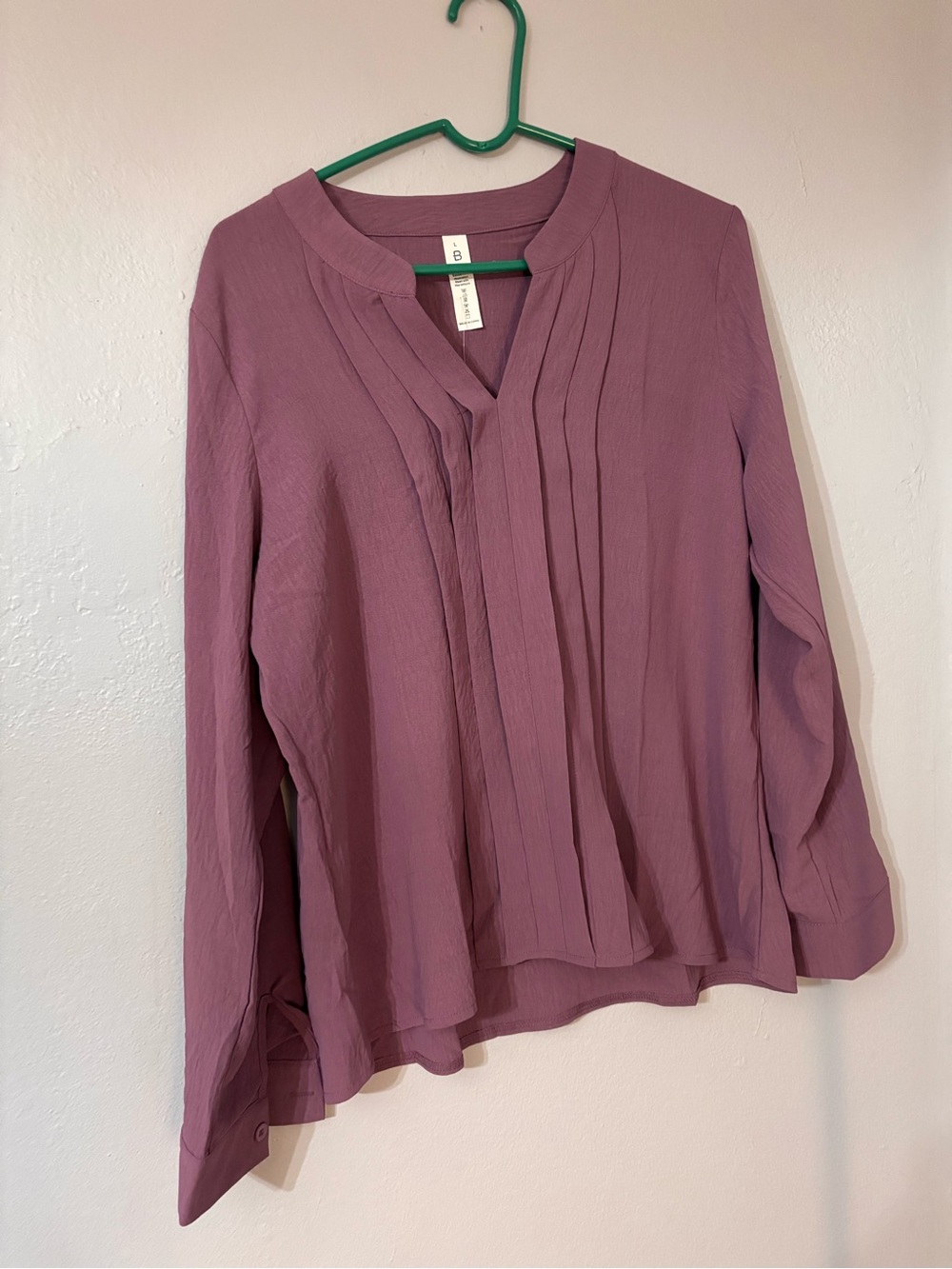 Women's Pleated V-Neck Blouse - purple